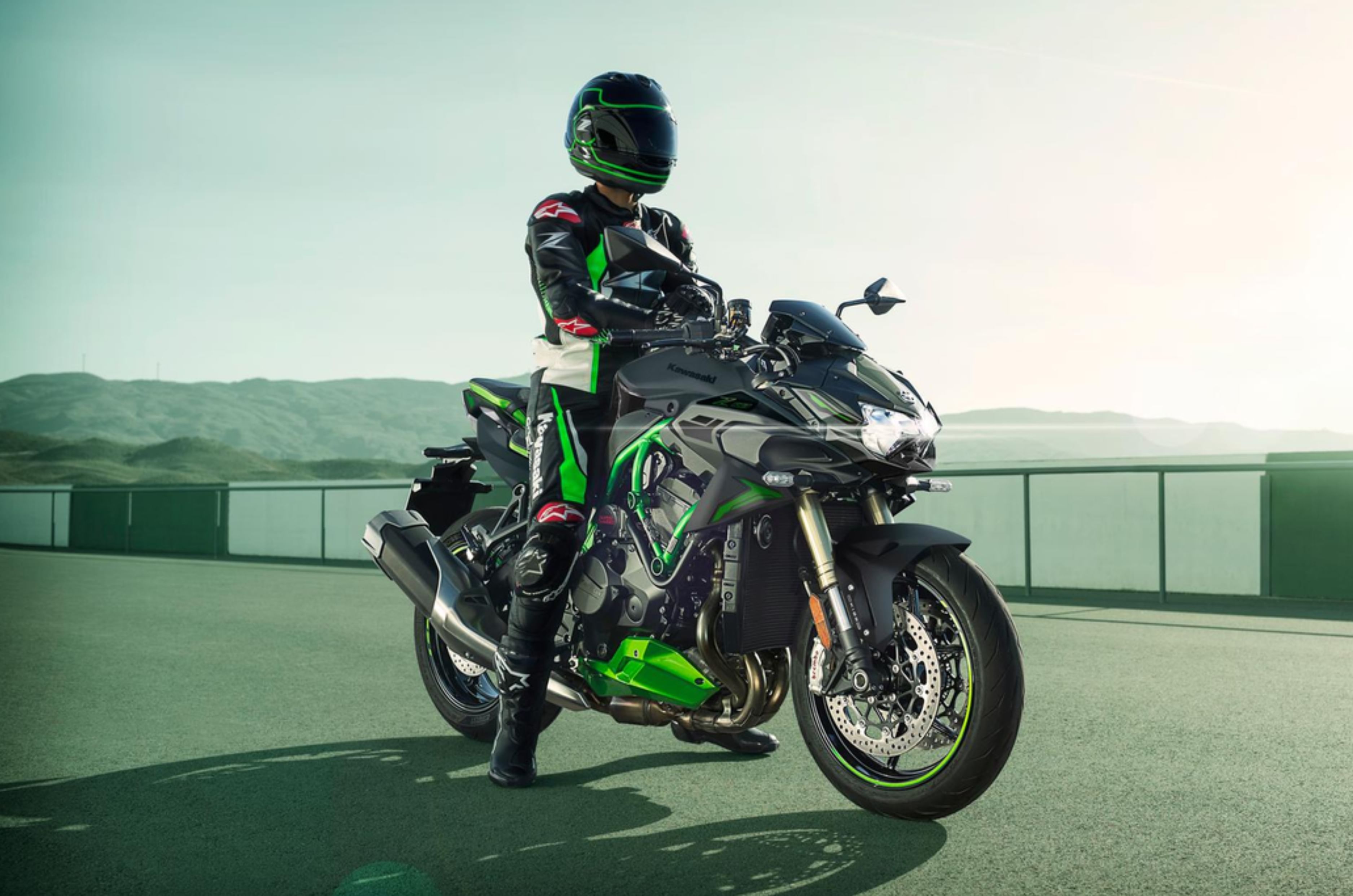 The Kawasaki Z H2 SX front three quarter shot